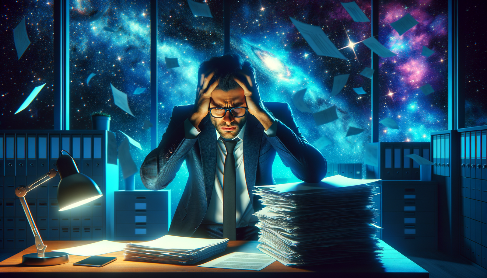 Mobile Business Management App for Tradesmen 3 Mobile business management - Frustrated business owner with paperwork