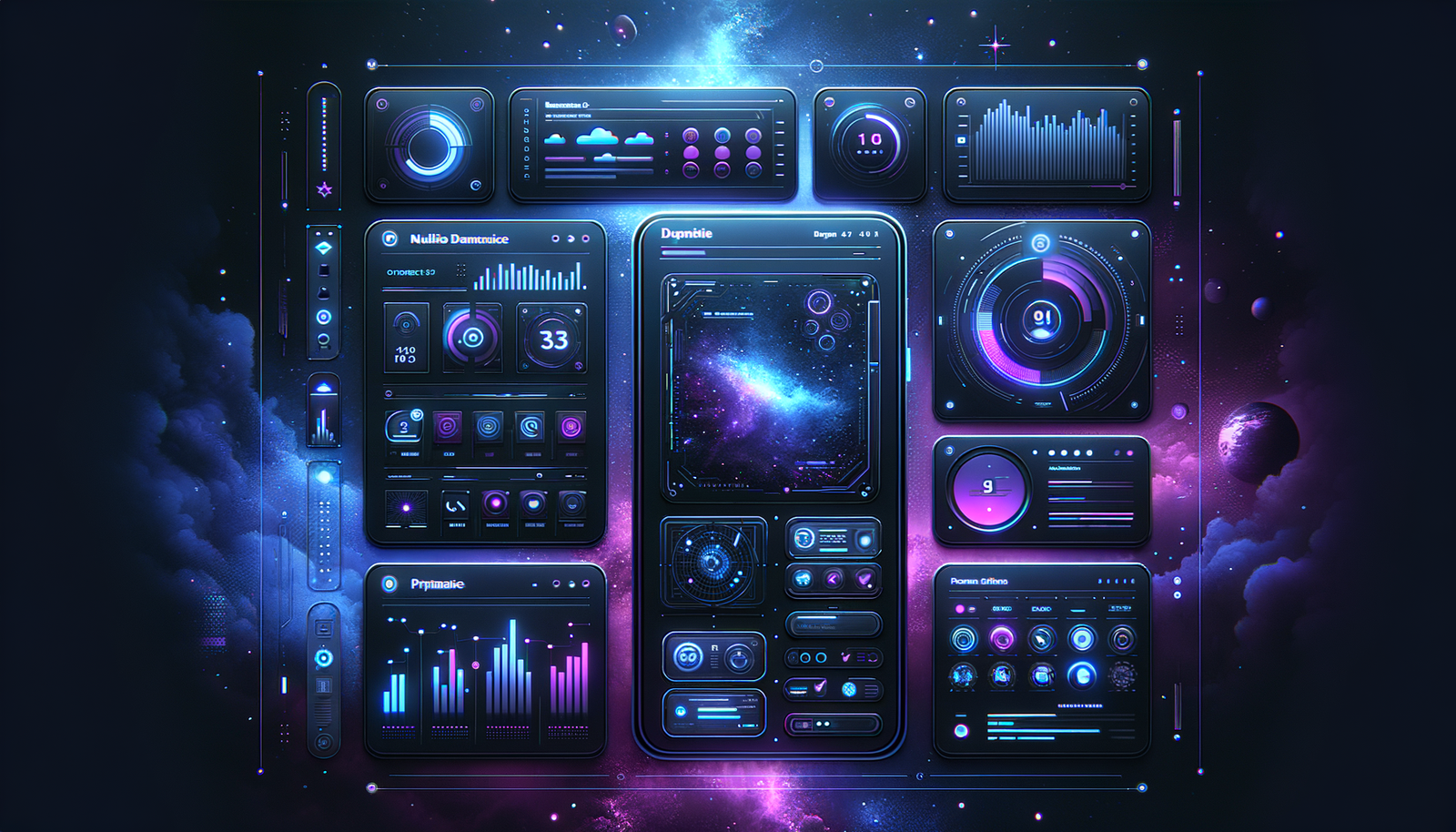 Job lifecycle management - Mobile app dark mode dashboard with cyan accents