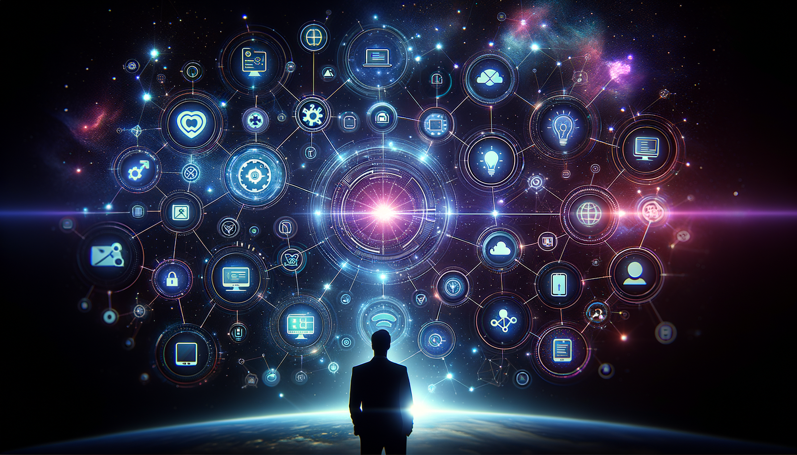 Mobile Business Management App for Tradesmen 6 Mobile business management - Integration ecosystem with connected app icons