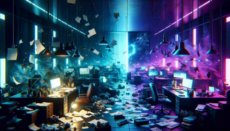 Mobile business management - Hero: Split-screen chaos vs calm organized workspace