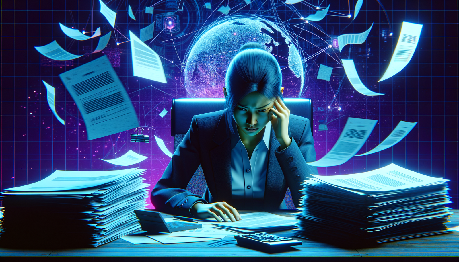 AI job scheduling - Frustrated business owner with paperwork