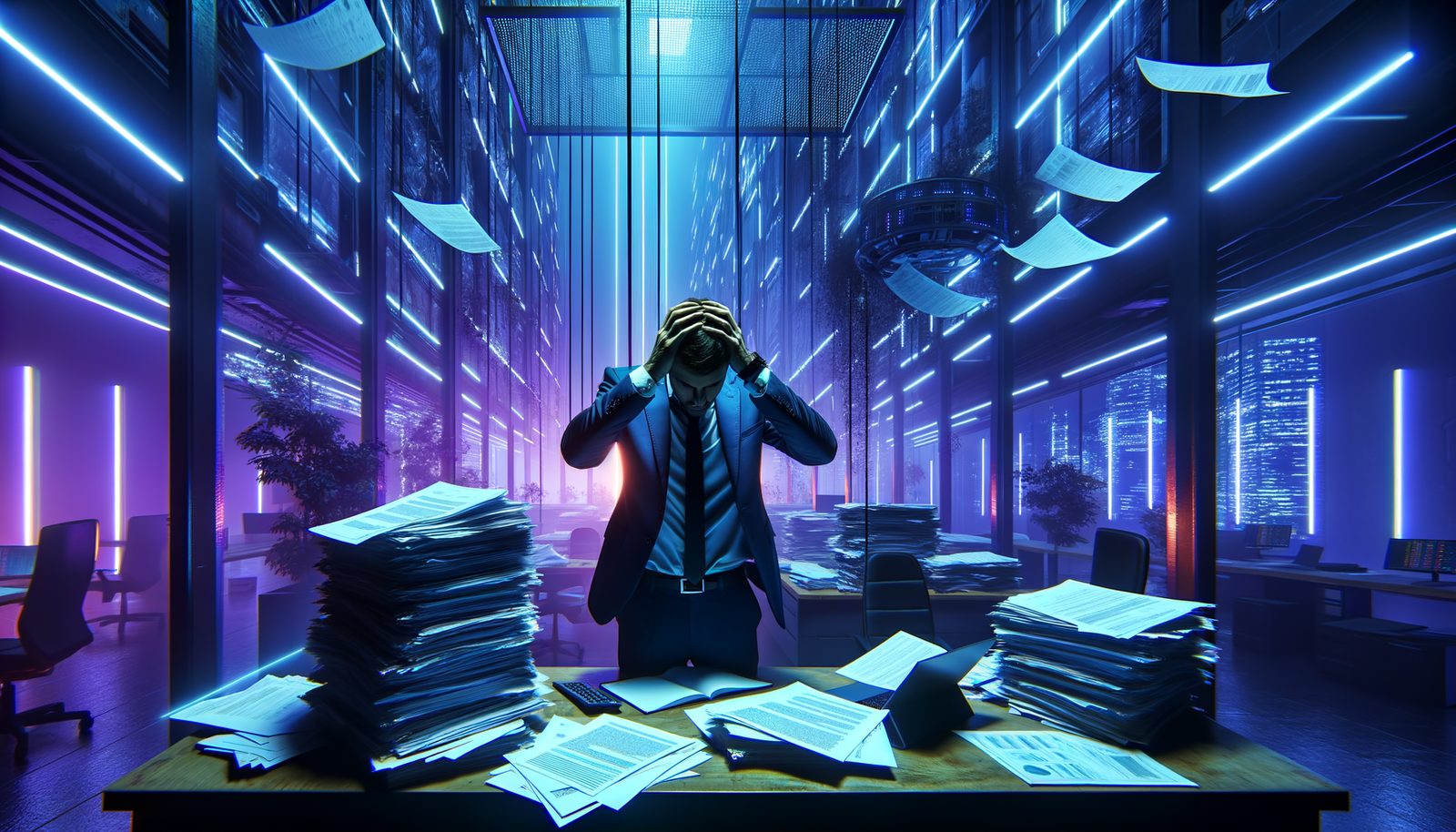 AI Time-Saving Contractors: Save 20 Hours Weekly 3 AI time-saving contractors - Frustrated business owner with paperwork