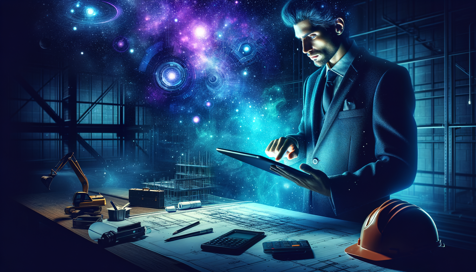 Mobile field service - Professional contractor using tablet on job site