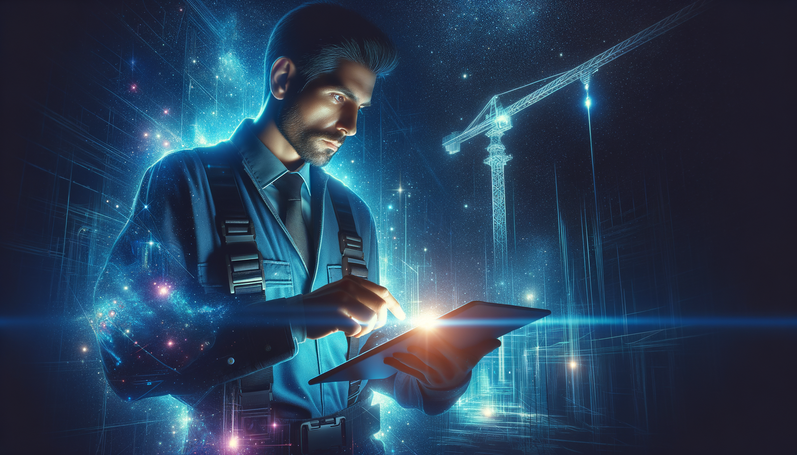 Mobile Business Management App for Tradesmen 7 Mobile business management - Professional contractor using tablet on job site