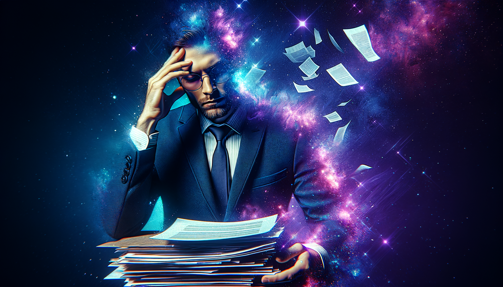 Mobile field service - Frustrated business owner with paperwork