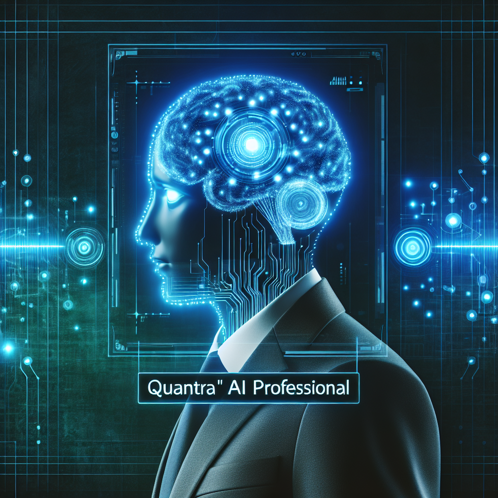 Discover Quantra For Tradesmen: Revolutionizing Trade Skills with Quantra AI 3 Quantra AI: Futuristic glowing AI brain interface labeled 'Quantra AI Worker', dark background, cyan accents