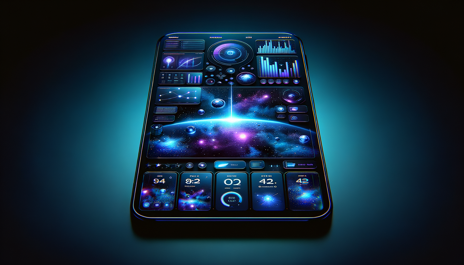 Mobile Business Management App for Tradesmen 5 Mobile business management - Mobile app dark mode dashboard with cyan accents