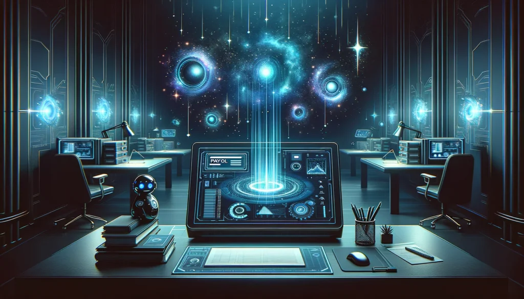 payroll software SMBs - Scene showing a streamlined office environment with seamless integration of